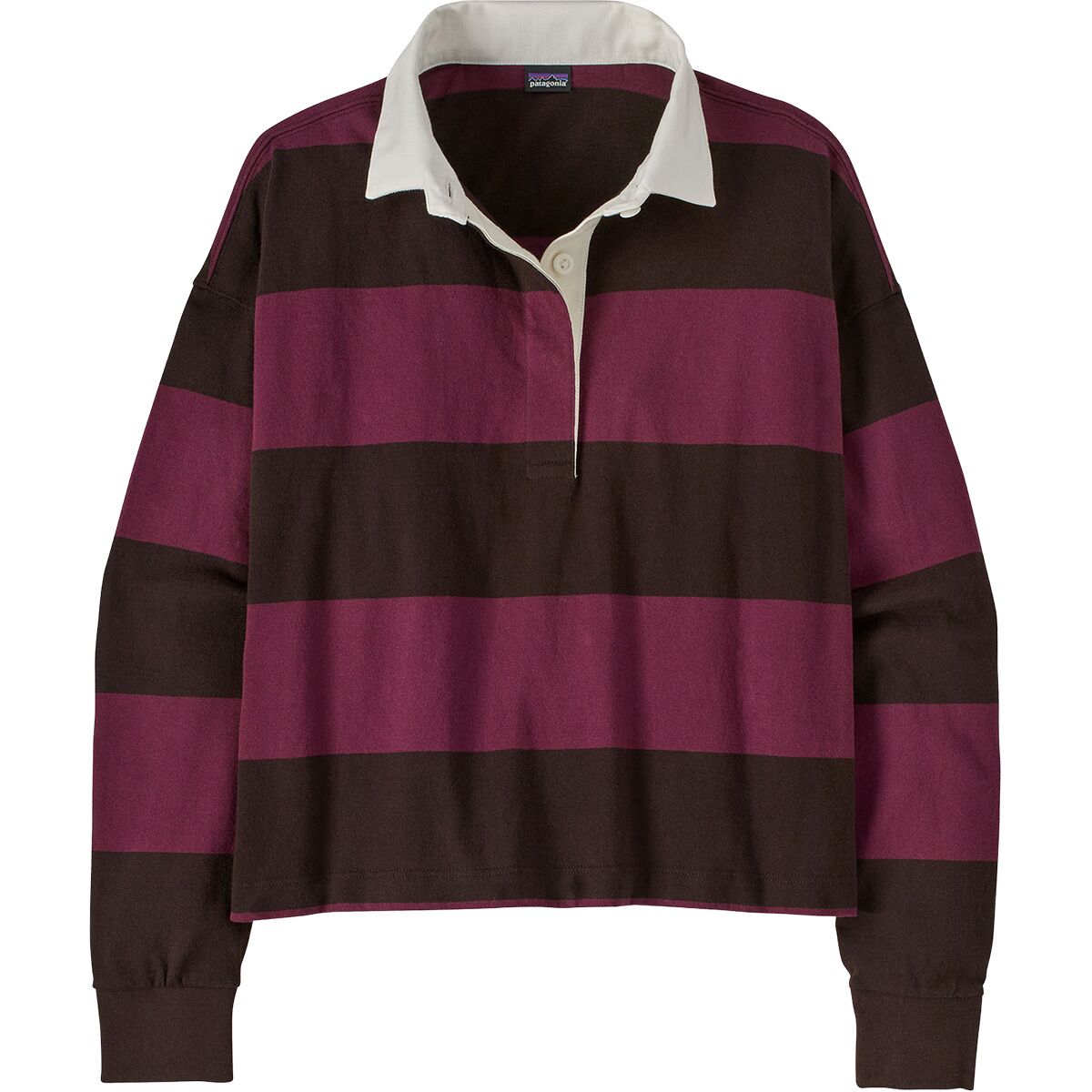 Image of Patagonia Long-Sleeve Rugby Shirt - Women's Wide Stripe/Berry Fig, M