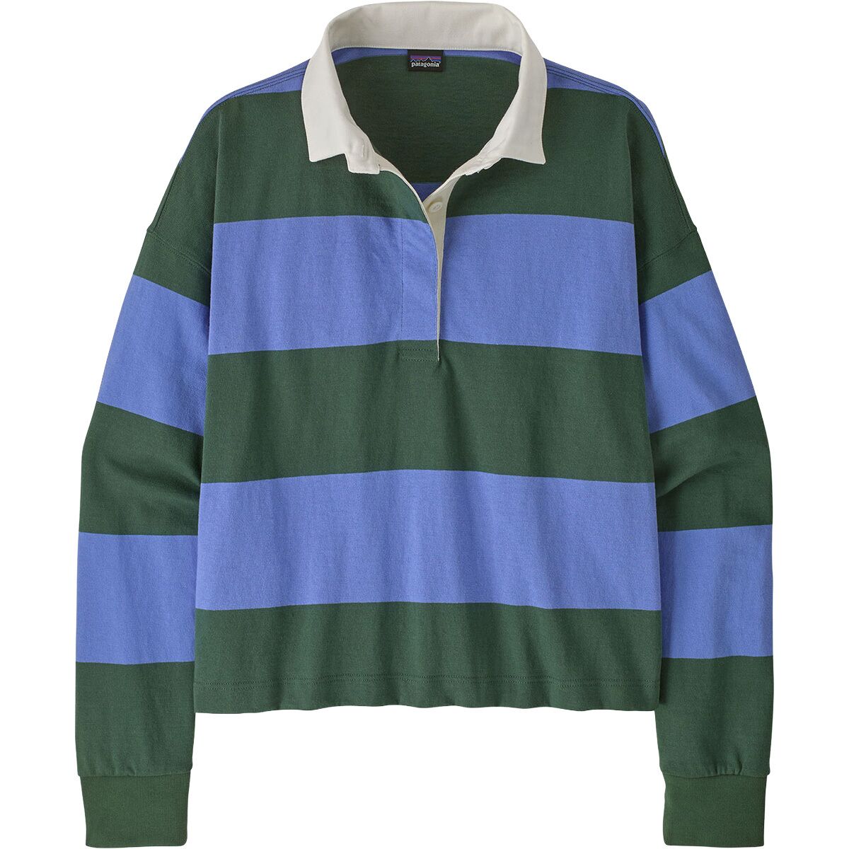 Image of Patagonia Long-Sleeve Rugby Shirt - Women's Wide Stripe/Diver Blue, L