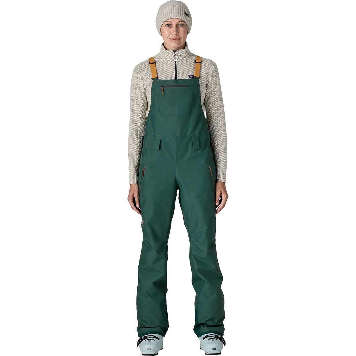 Image of Patagonia Powder Town Bib Pant - Women's Cascade Green, XS/Reg