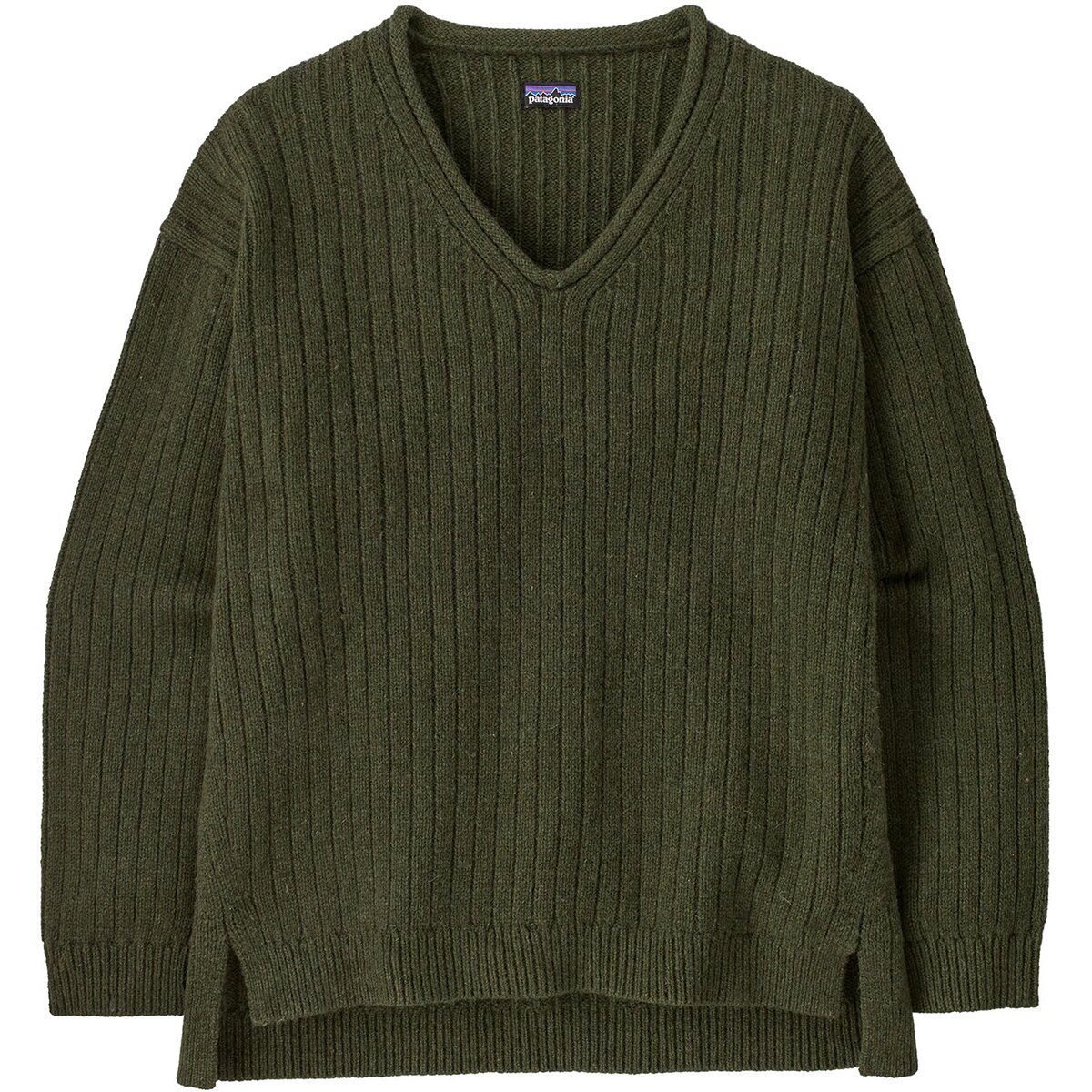 Image of Patagonia Recycled Wool V-Neck Sweater - Women's Basin Green, XL