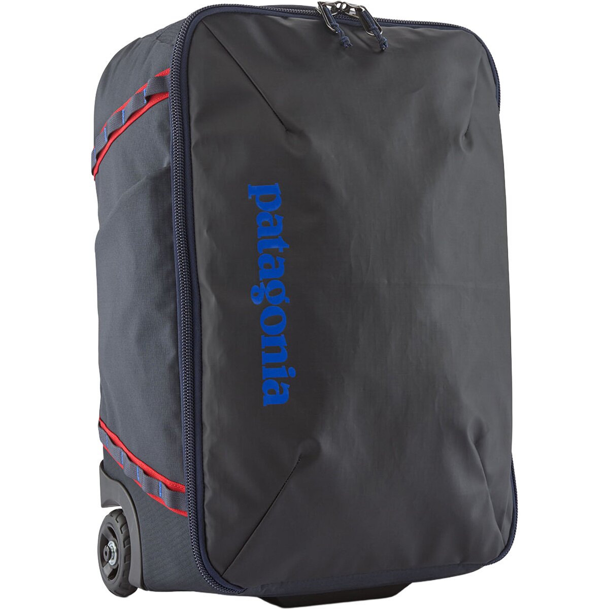 Image of Patagonia Black Hole MLC 34L Wheeled Duffel Bag Smolder Blue w/Amanita Red, One Size