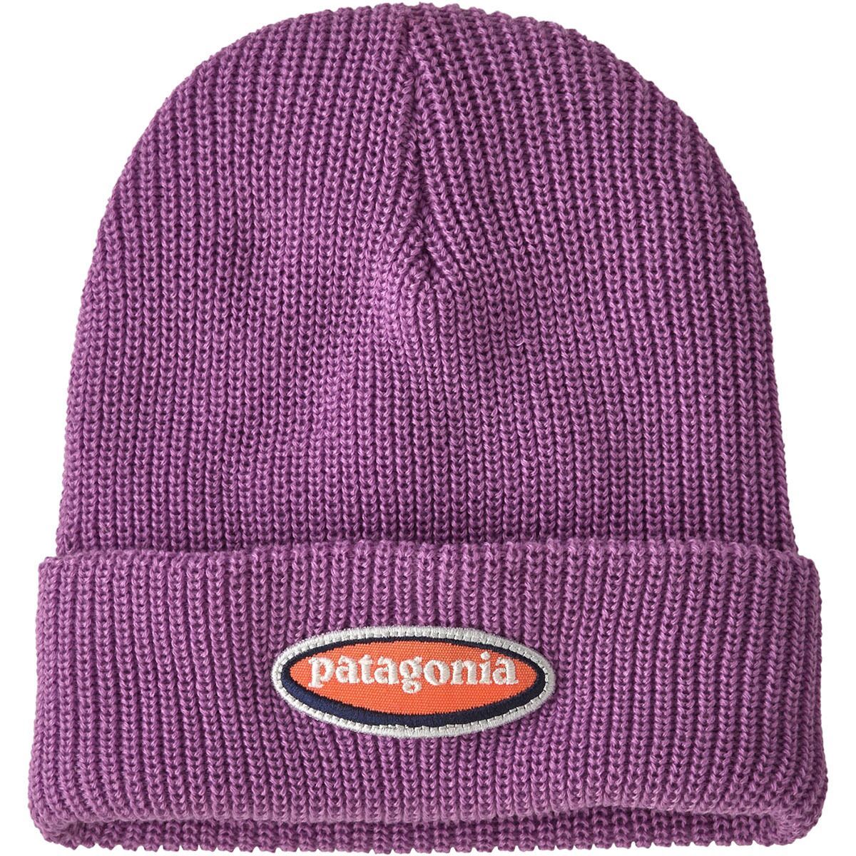 Image of Patagonia Logo Beanie - Kids' Oval Logo: Brisk Purple, One Size