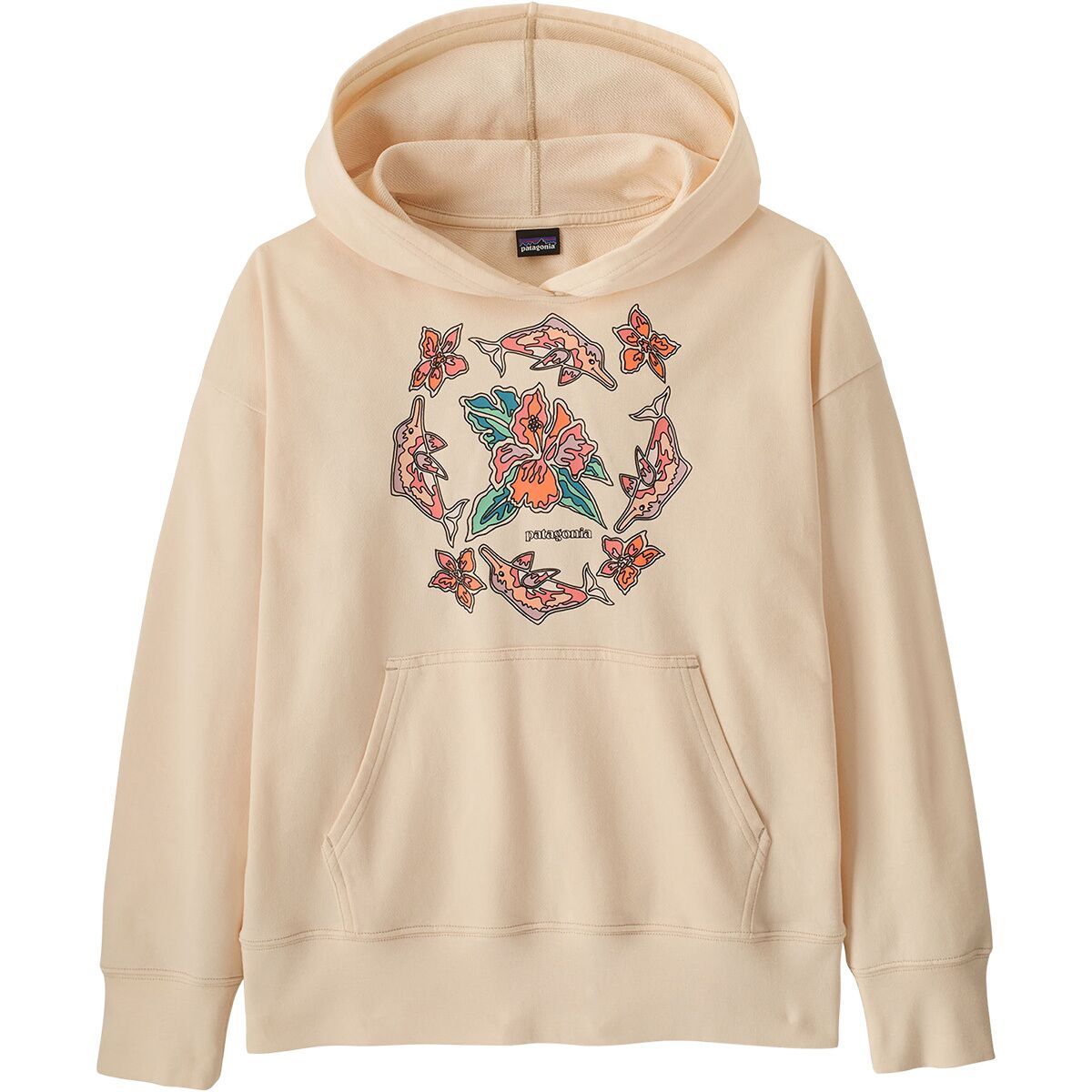 Image of Patagonia Hooded Sweatshirt - Kids' Riverbloom: Natural, L