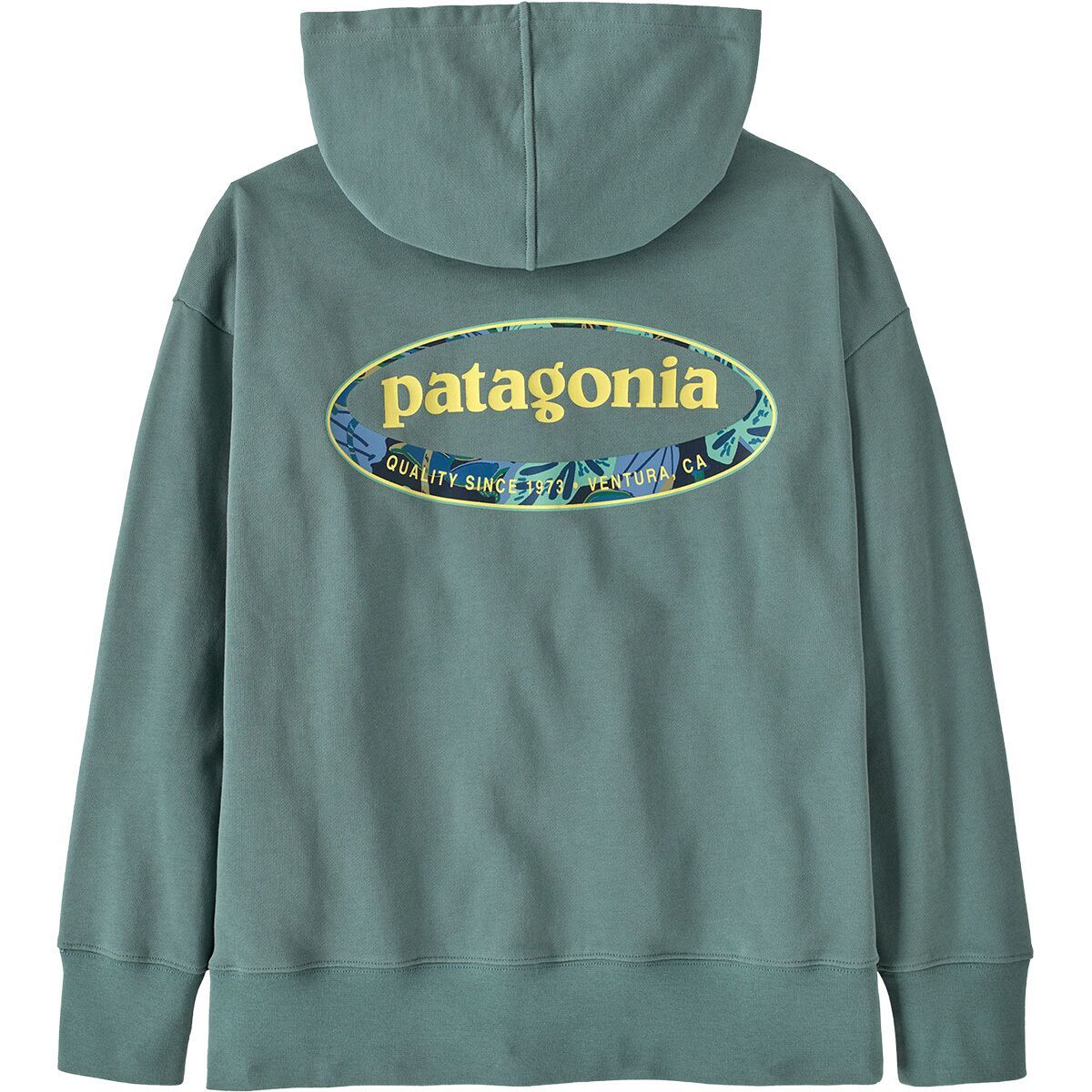 Image of Patagonia Hooded Sweatshirt - Kids' '95 Oval Logo Tropiclimb: Blue Sage, XL