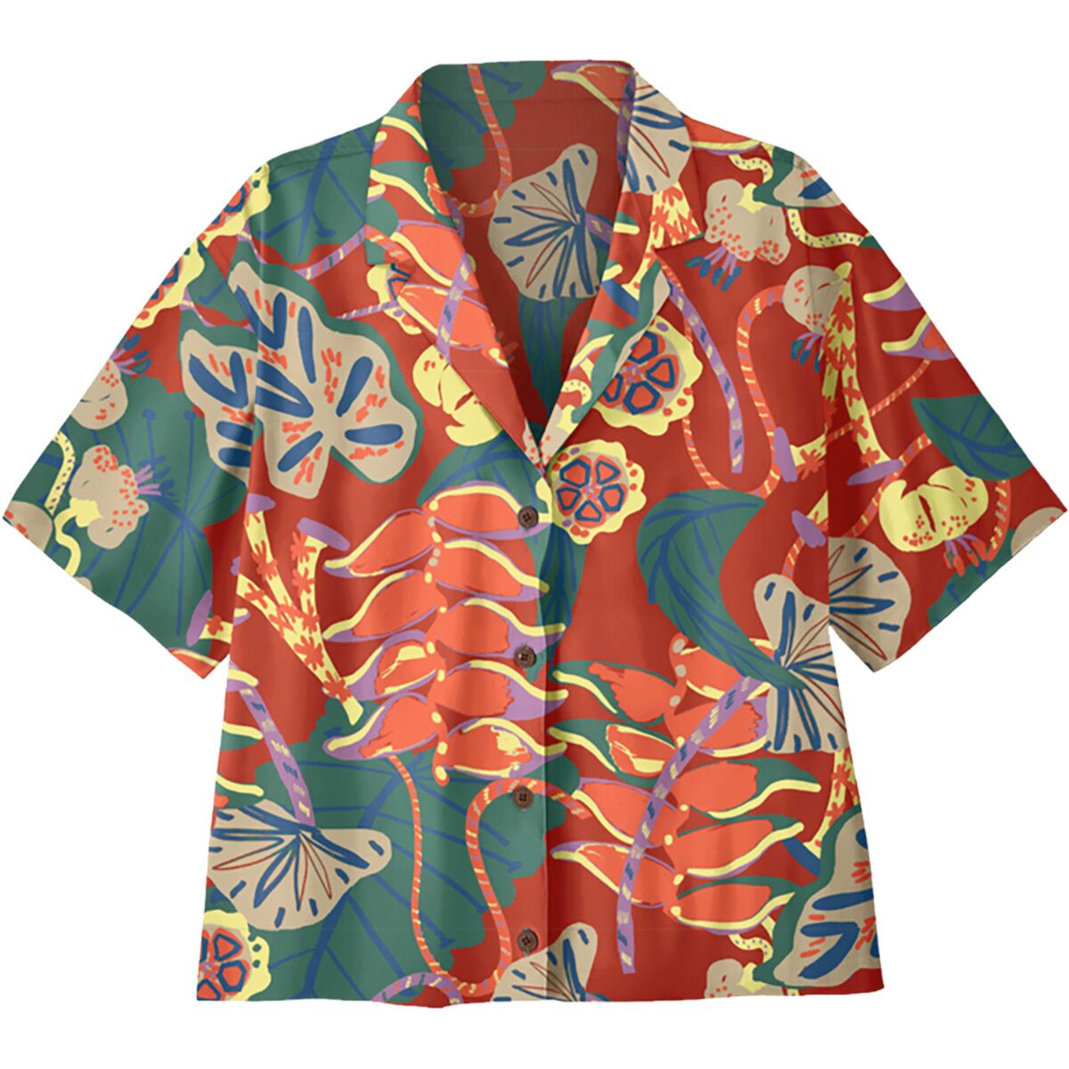 Image of Patagonia Tidal Threads Shirt - Kids' Tropiclimb: Hot Ember, M