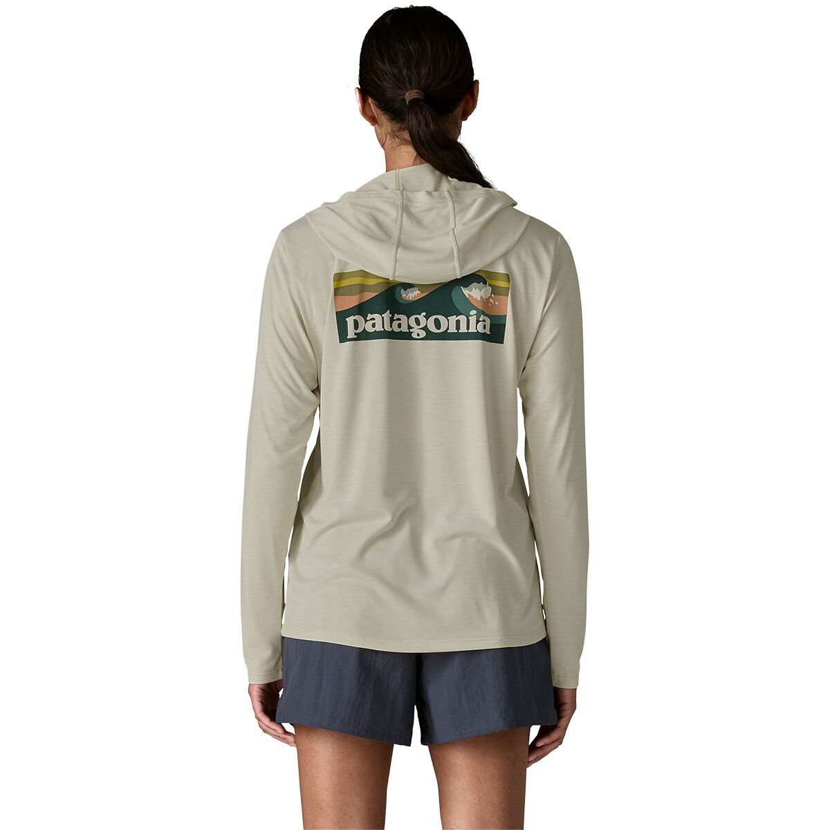 Image of Patagonia Capilene Cool Boardshort Logo Daily Hoodie - Women's Dyno White, M