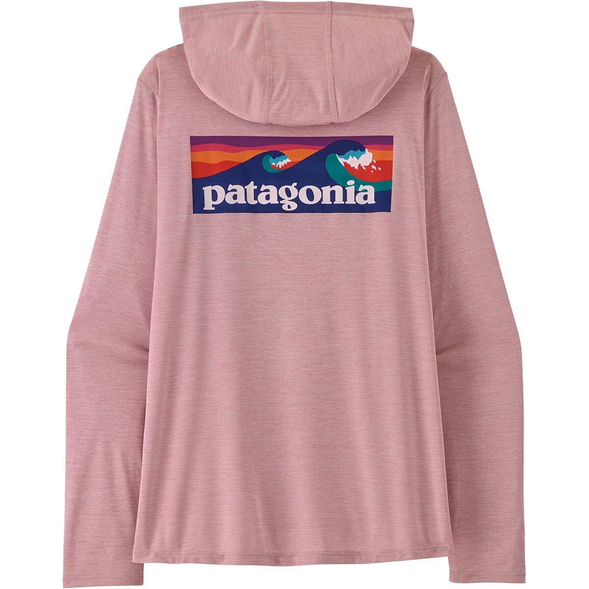 Image of Patagonia Capilene Cool Boardshort Logo Daily Hoodie - Women's Fuzzy Mauve - Light Fuzzy Mauve X-Dye, M