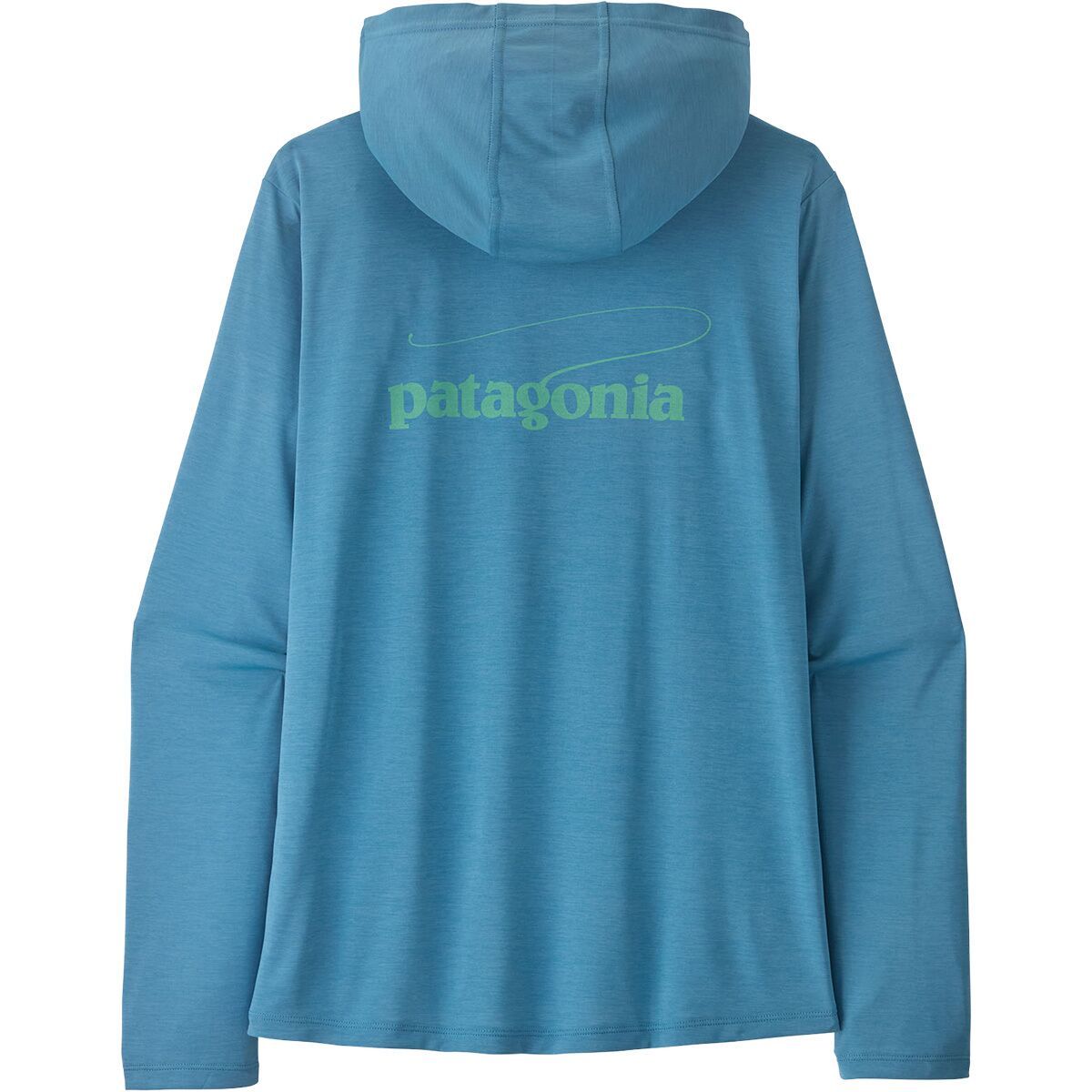 Image of Patagonia Capilene Cool Casting Logo Daily Hoodie - Women's Shore Blue/Light Shore Blue X-Dye, M