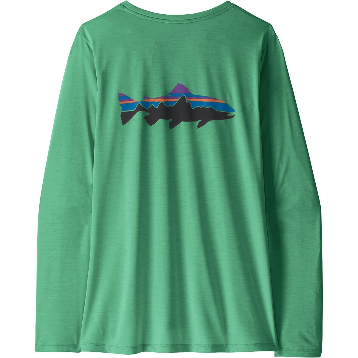 Image of Patagonia Cap Cool Daily Long-Sleeve Shirt - Fitz Roy Trout - Women's Aqua Stone/Light Aqua Stone X-Dye, M