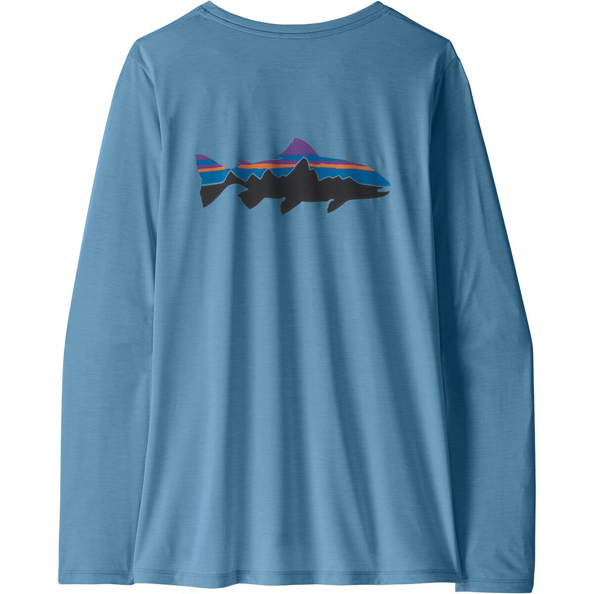 Image of Patagonia Capilene Cool Daily Fitz Roy Long-Sleeve Shirt - Women's Shore Blue/Light Shore Blue X-Dye, S