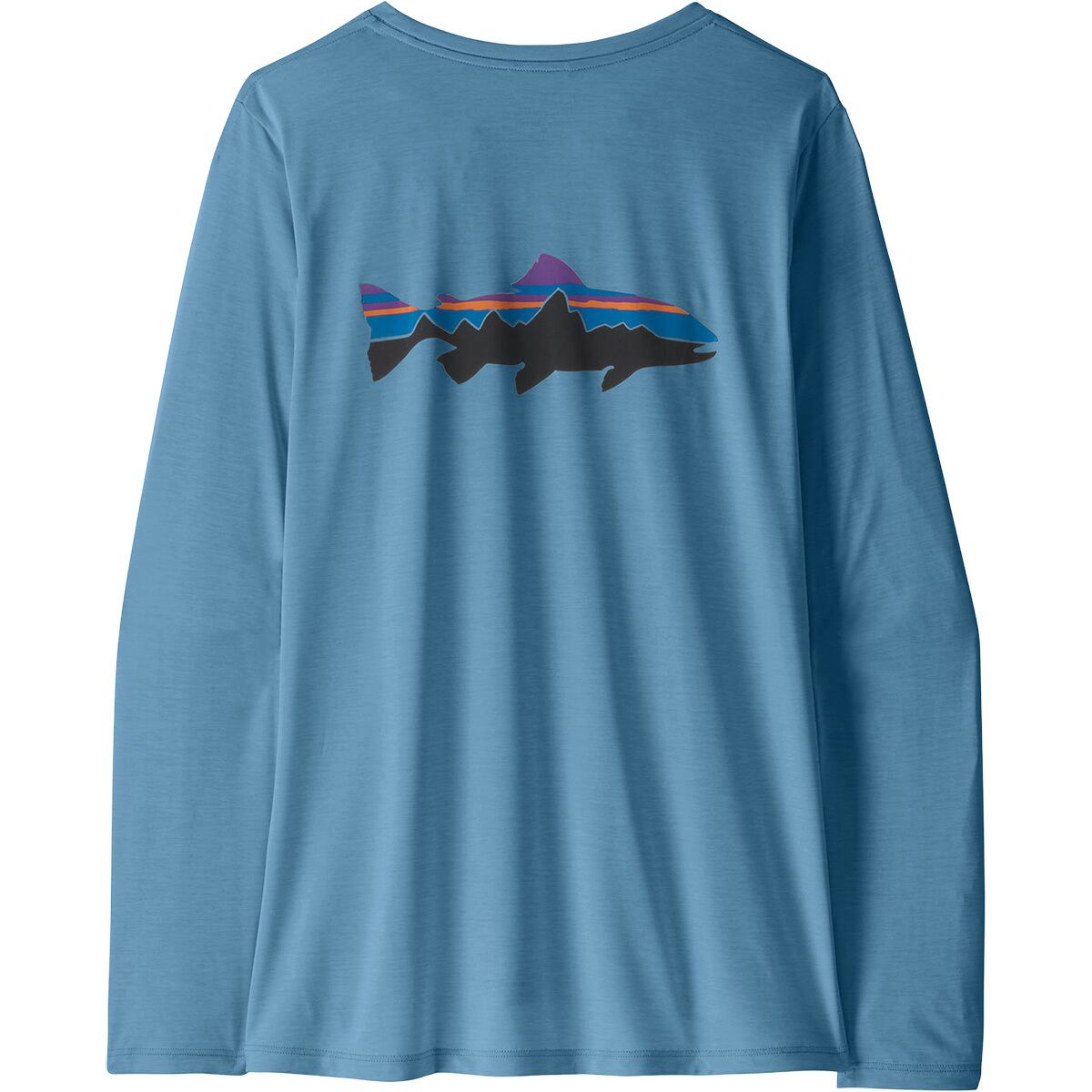 Image of Patagonia Capilene Cool Daily Fitz Roy Long-Sleeve Shirt - Women's Shore Blue/Light Shore Blue X-Dye, S