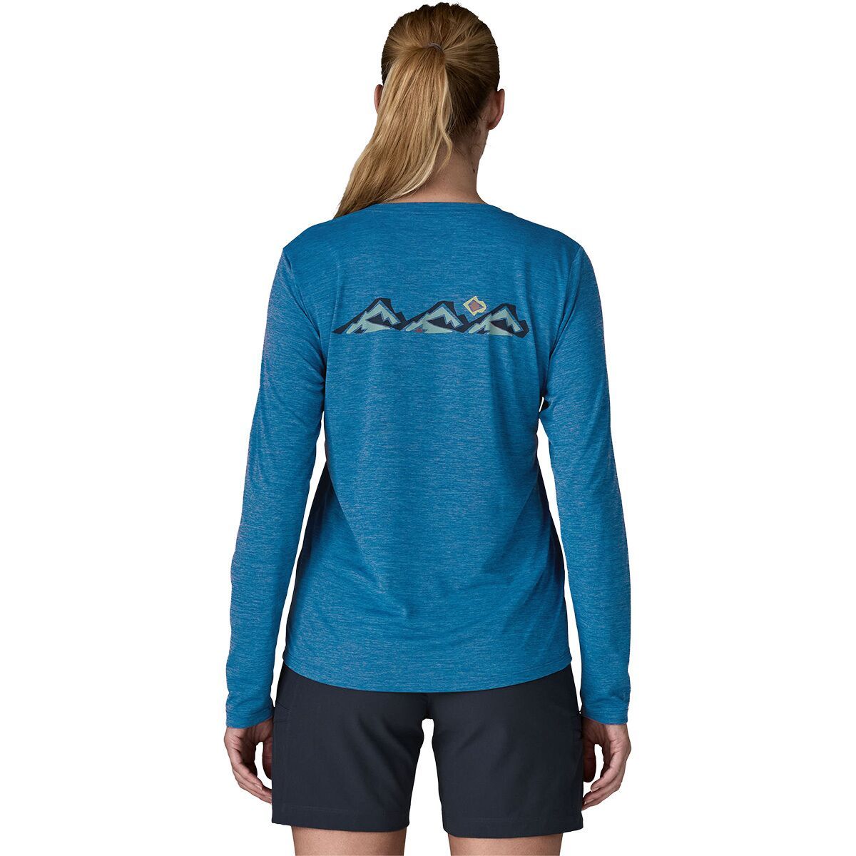Image of Patagonia Capilene Cool Daily Trailcheck Long-Sleeve Shirt - Women's Aquatic Blue/Light Aquatic Blue X-Dye, XL