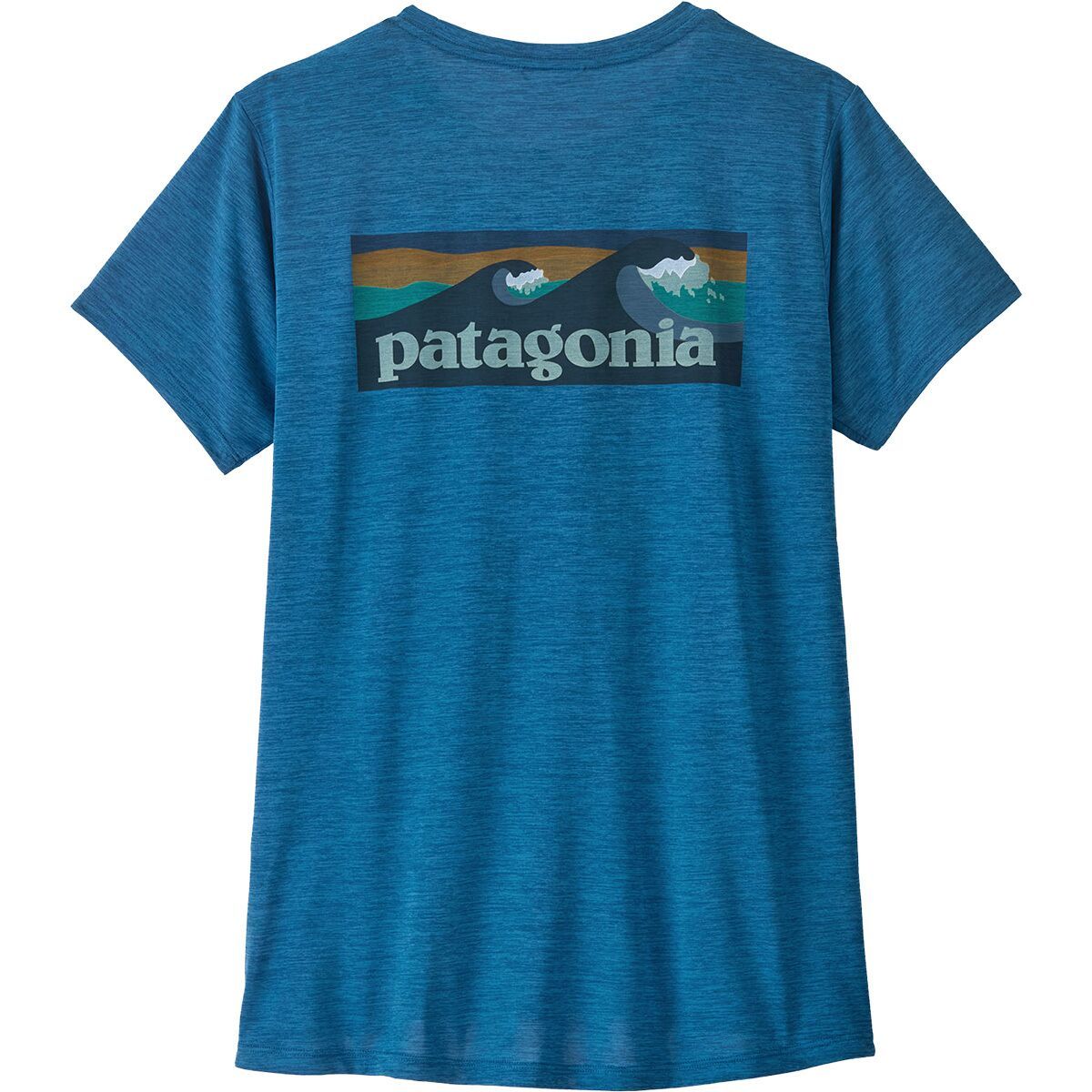Image of Patagonia Capilene Cool Boardshort Logo Daily Shirt - Women's Aquatic Blue/Light Aquatic Blue X-Dye, XS