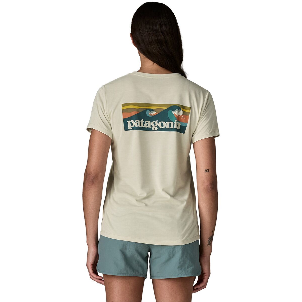 Image of Patagonia Capilene Cool Boardshort Logo Daily Shirt - Women's Dyno White, S