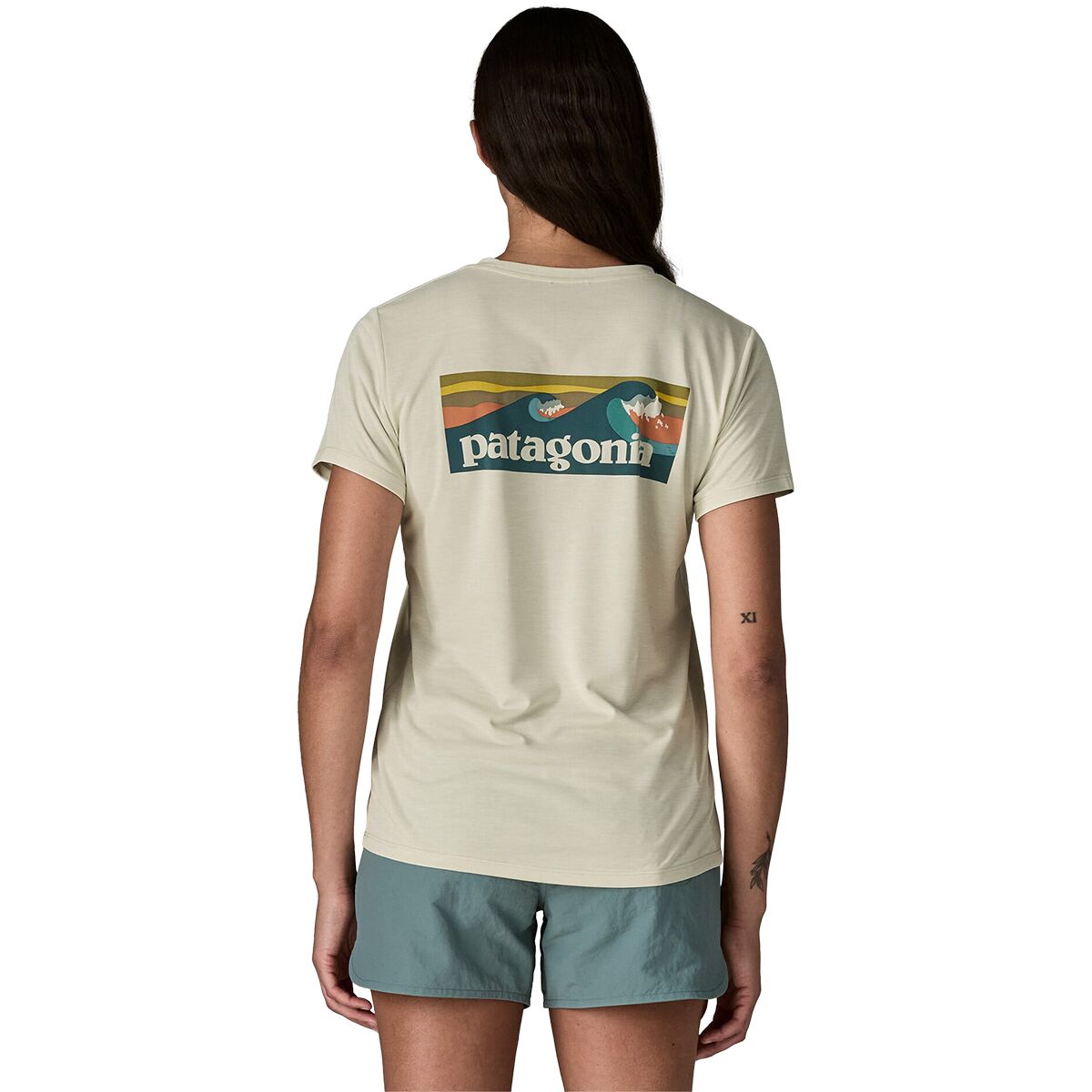 Image of Patagonia Capilene Cool Boardshort Logo Daily Shirt - Women's Dyno White, XS