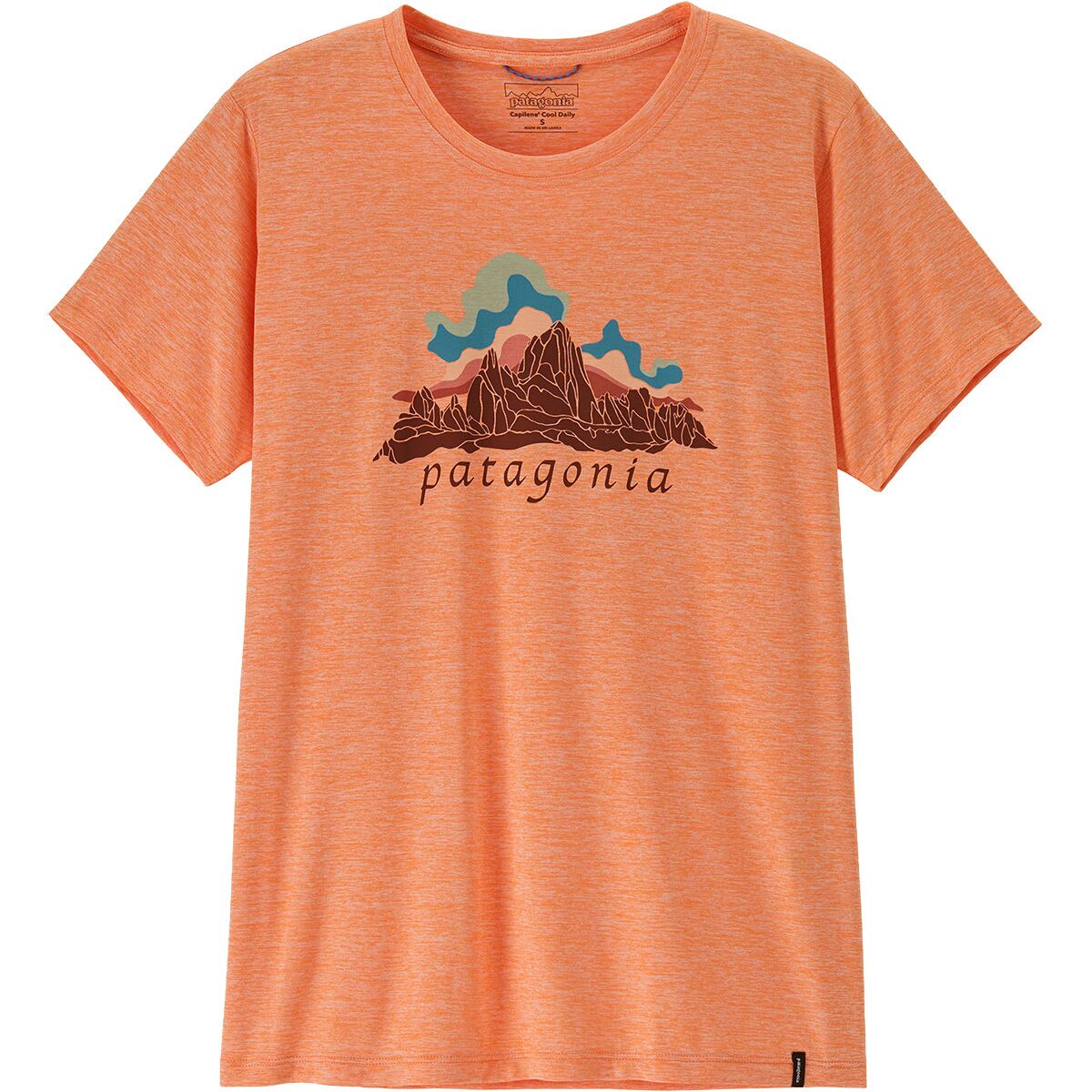 Image of Patagonia Capilene Cool Daily Fitz Roy Nimbus Shirt - Women's Peach Sherbet, S