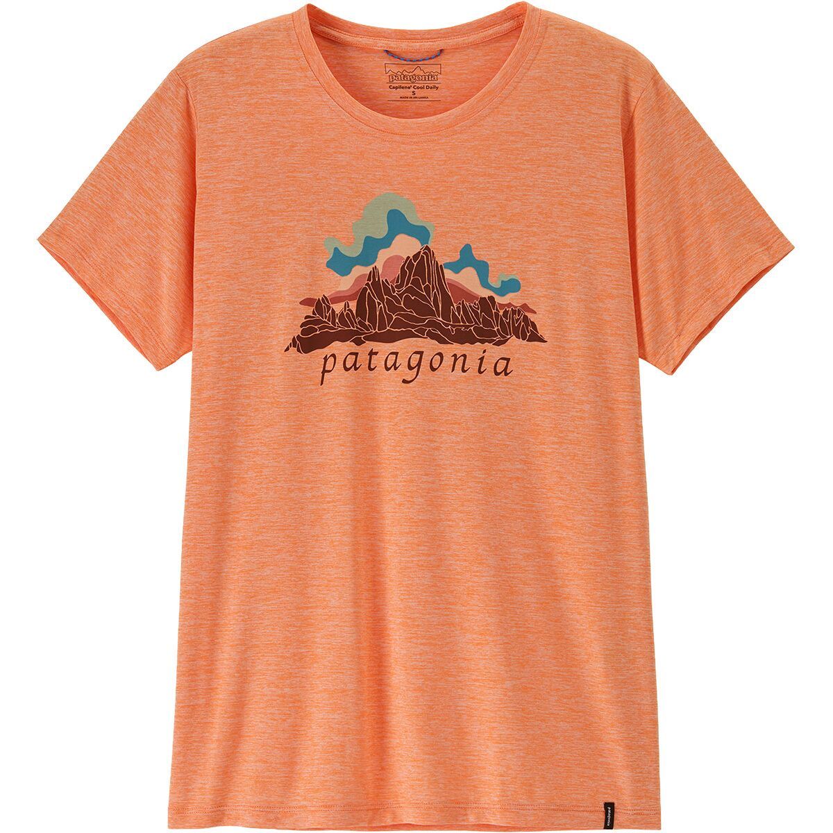 Image of Patagonia Capilene Cool Daily Fitz Roy Nimbus Shirt - Women's Peach Sherbet, M