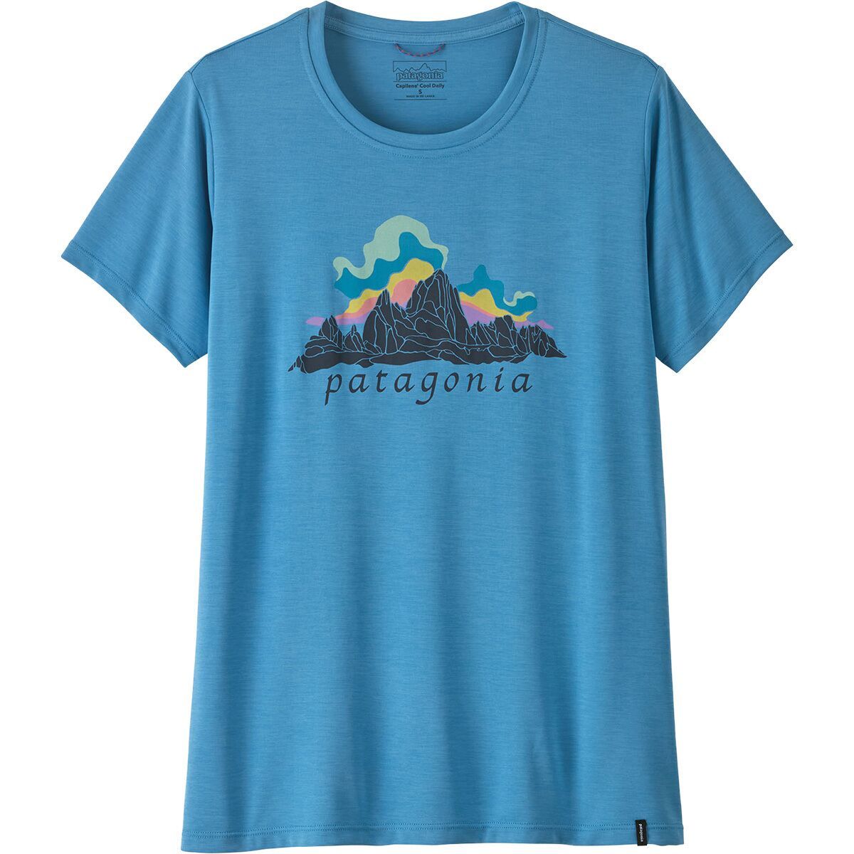 Image of Patagonia Capilene Cool Daily Fitz Roy Nimbus Shirt - Women's Shore Blue/Light Shore Blue X-Dye, L