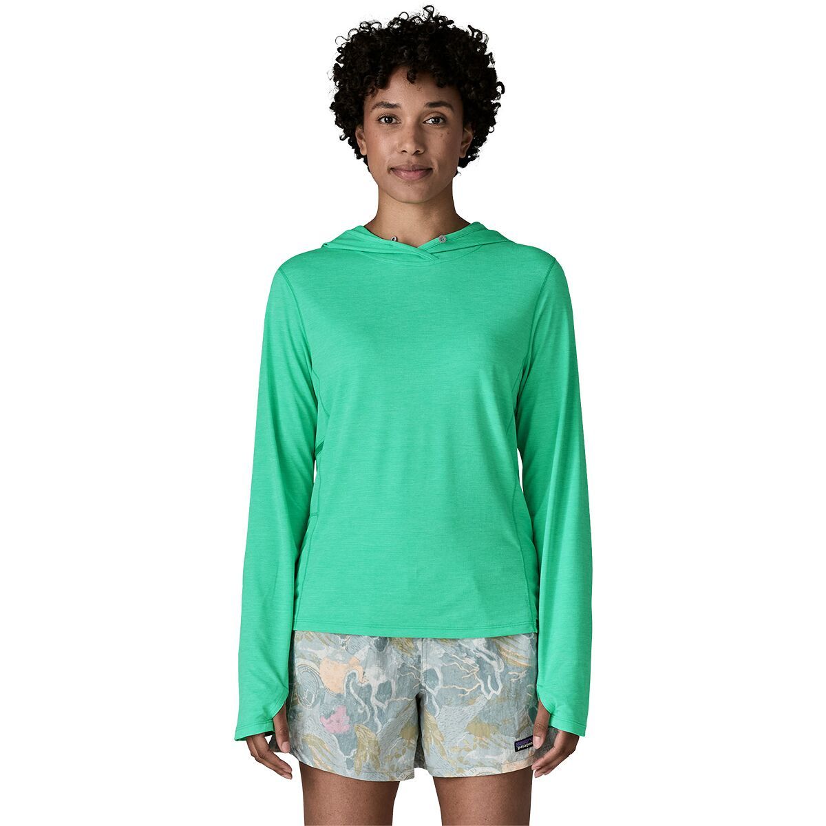 Image of Patagonia Capilene Cool Sun Hoodie - Women's Aqua Stone/Early Teal X-Dye, M