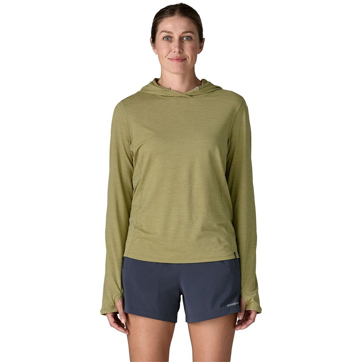 Image of Patagonia Cap Cool Sun Hoodie - Women's Gumtree Green/Light Gumtree Green X-Dye, L