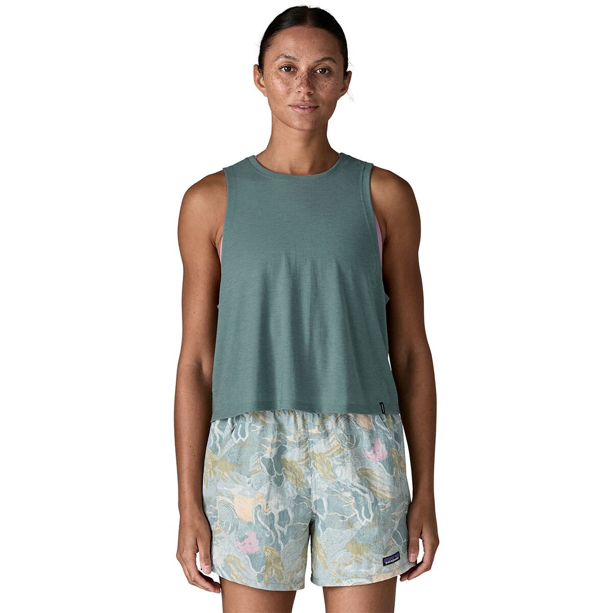 Image of Patagonia Capilene Cool Trail Cropped Tank Top - Women's Blue Sage, M