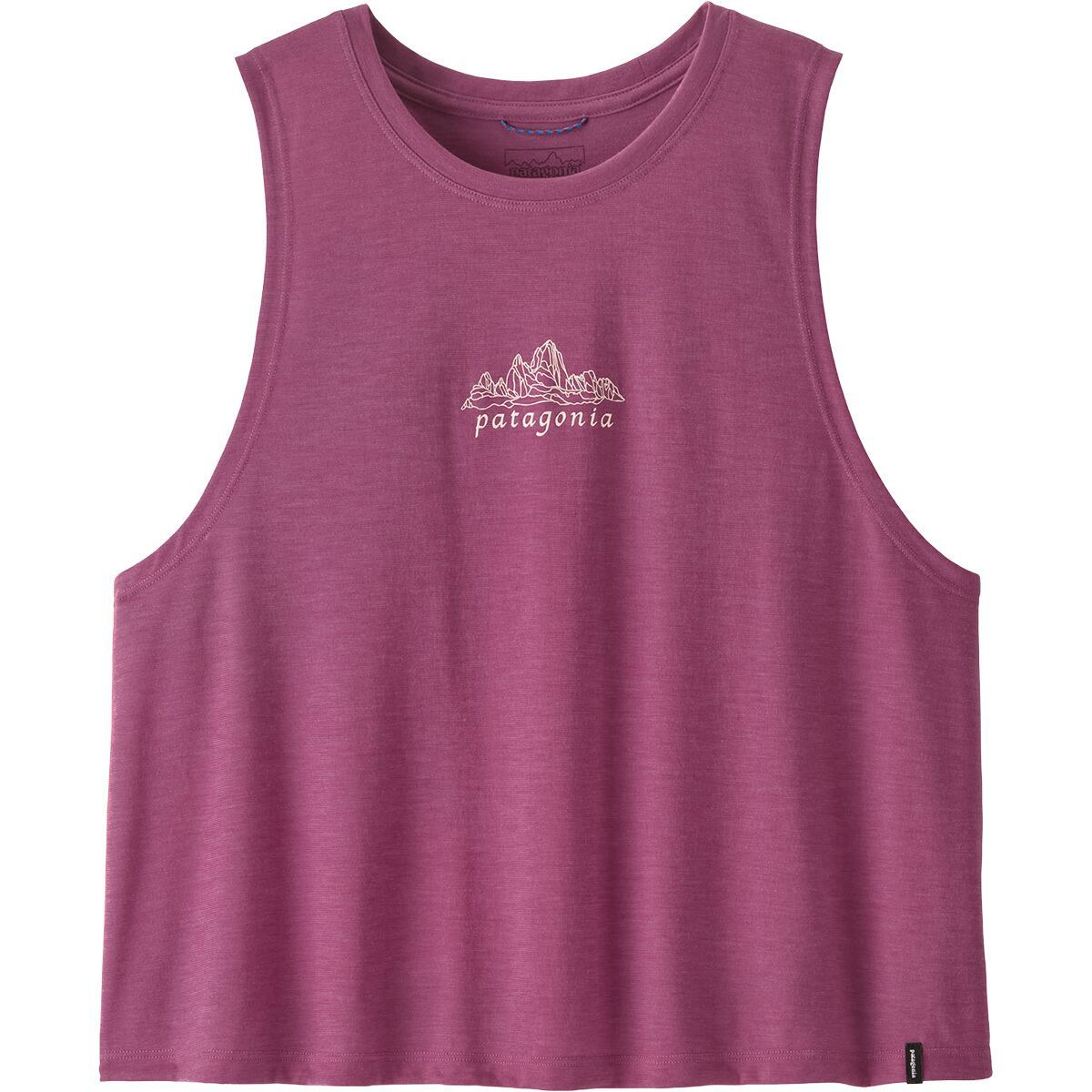Image of Patagonia Cap Cool Trail Cropped Tank Top - Women's Fitz Roy Nimbus/Faded Magenta, M