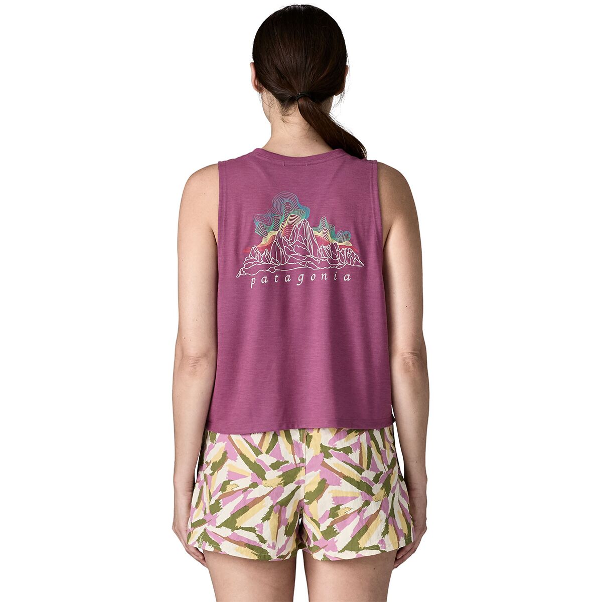 Patagonia Patagonia Capilene Cool Trail Cropped Tank Top - Women's Fitz Roy Nimbus/Faded Magenta, XL
