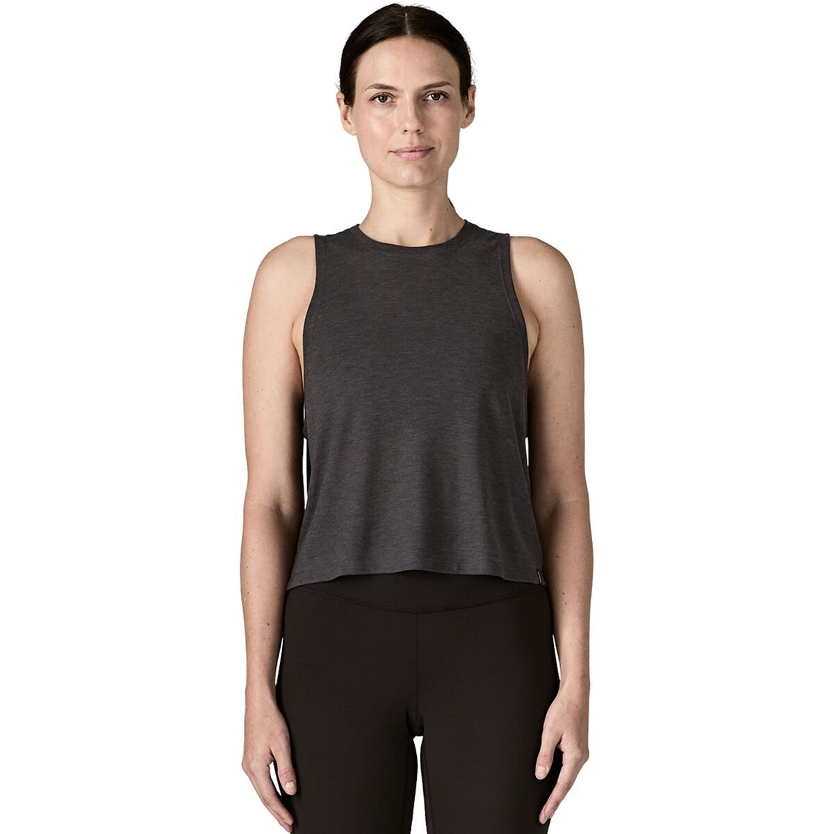 Image of Patagonia Capilene Cool Trail Cropped Tank Top - Women's Ink Black, L
