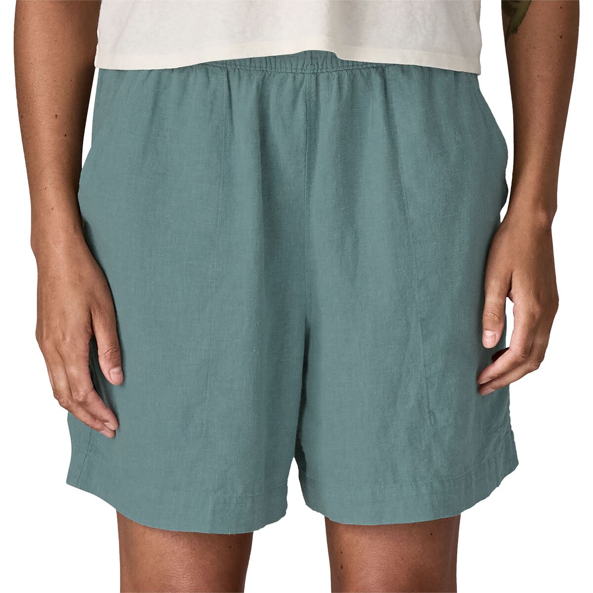 Image of Patagonia Garden Island Long 6in Short - Women's Whole Weave/Blue Sage, XS