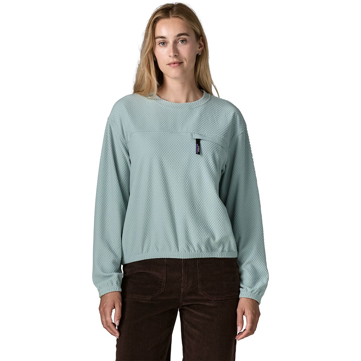 Image of Patagonia Textured Fleece Crewneck Pullover - Women's Virtually Blue, XS