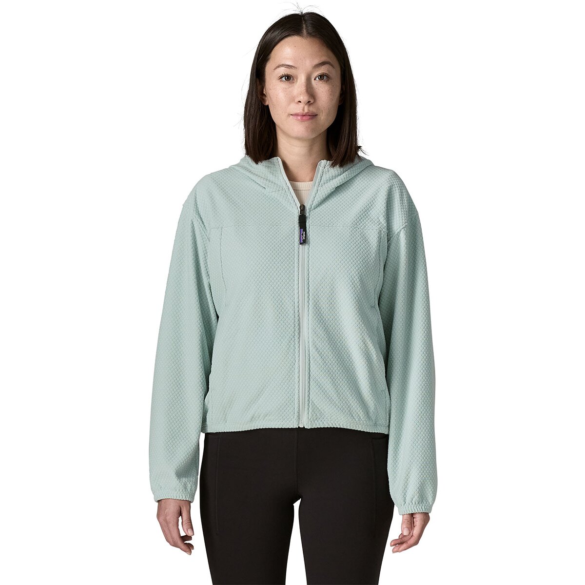 Image of Patagonia Textured Fleece Hooded Jacket - Women's Virtually Blue, XL