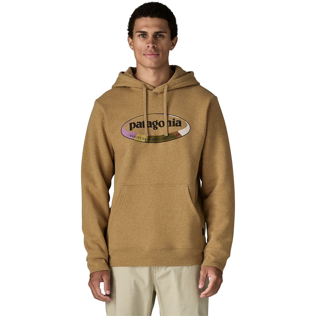 Image of Patagonia 95 Oval Logo Uprisal Hoodie - Men's Bobcat Brown: Sunshine, M