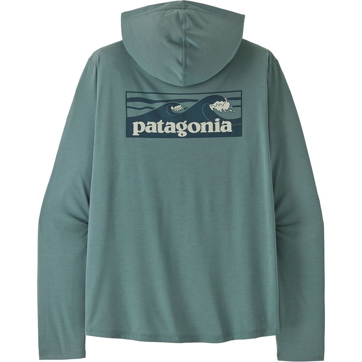 Image of Patagonia Cap Cool Daily Hoodie - Boardshort Logo - Men's Blue Sage/Light Blue Sage X-Dye, L