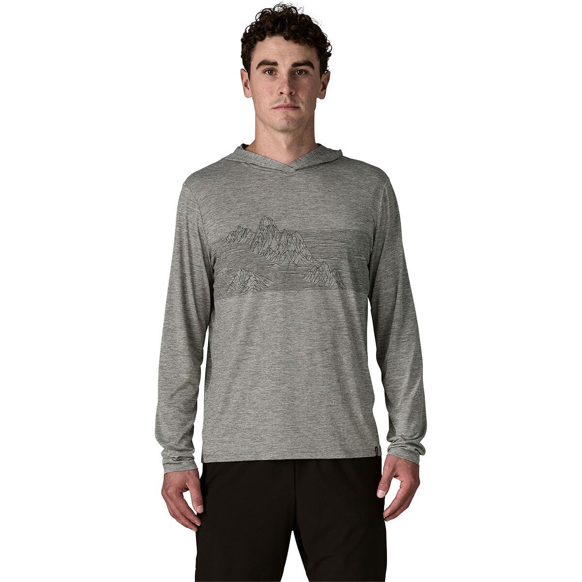 Image of Patagonia Capilene Cool Strataspire Stripe Daily Hoodie - Men's Feather Grey, XL