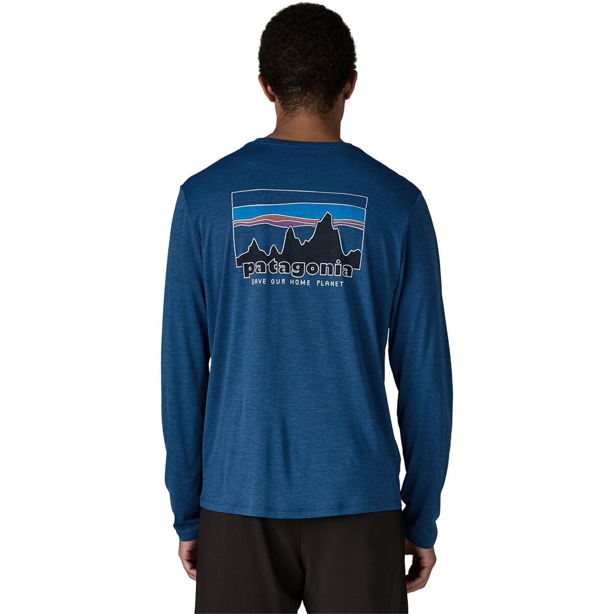 Image of Patagonia Capilene Cool '73 Skyline Long-Sleeve Daily Shirt - Men's Clement Blue/Light Clement Blue X-Dye, S