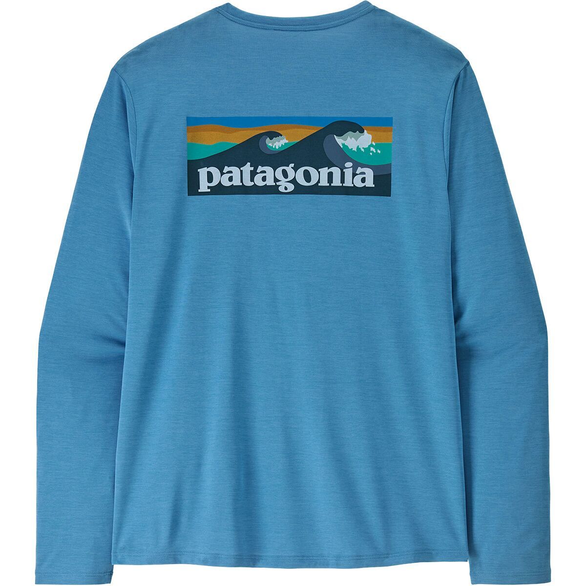 Image of Patagonia Cap Cool Daily Long-Sleeve Shirt - Boardshort Logo - Men's Shore Blue/Light Shore Blue X-Dye, M