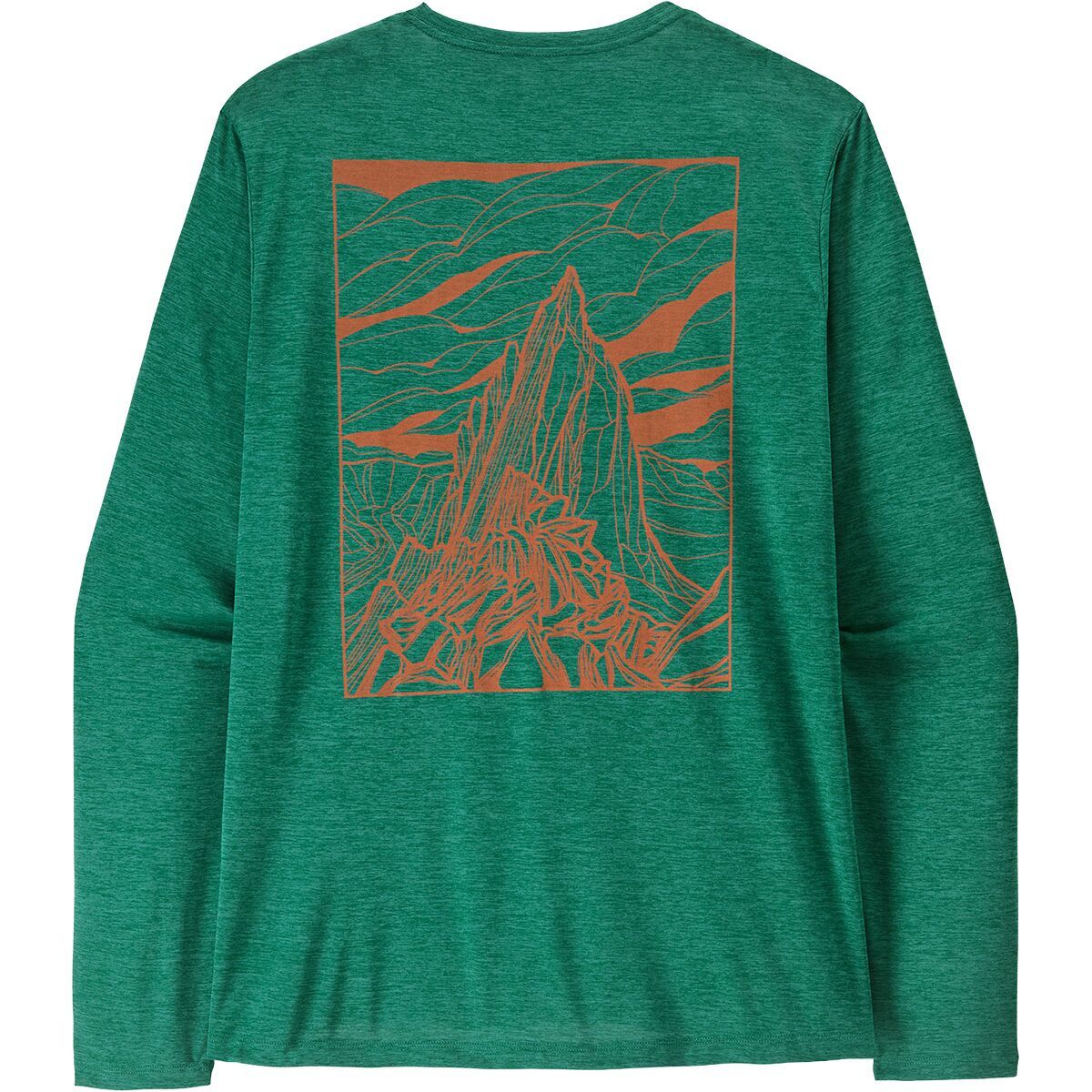 Image of Patagonia Capilene Cool Cloud Crag Long-Sleeve Daily Shirt - Men's Gem Green/Light Gem Green X-Dye, M