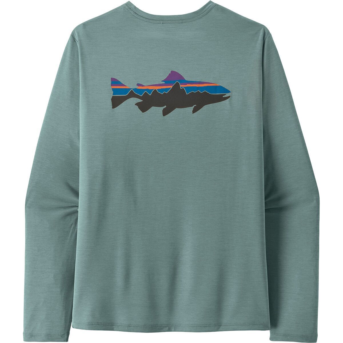 Image of Patagonia Cap Cool Daily Long-Sleeve Shirt - Fitz Roy Trout - Men's Blue Sage/Light Blue Sage X-Dye, M