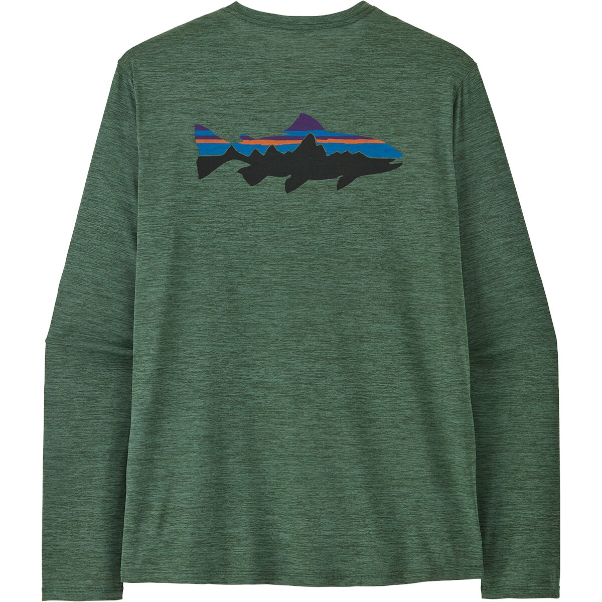 Image of Patagonia Capilene Cool Daily Fitz Roy Long-Sleeve Shirt - Men's Canopy Green/Light Canopy Green X-Dye, L