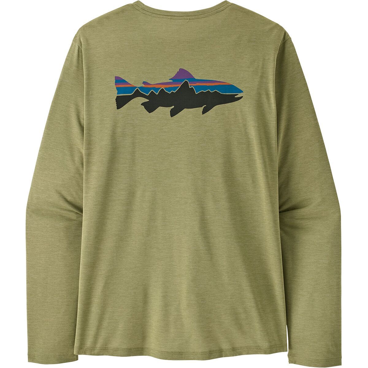 Image of Patagonia Capilene Cool Daily Fitz Roy Long-Sleeve Shirt - Men's Gumtree Green/Light Gumtree Green X-Dye, L