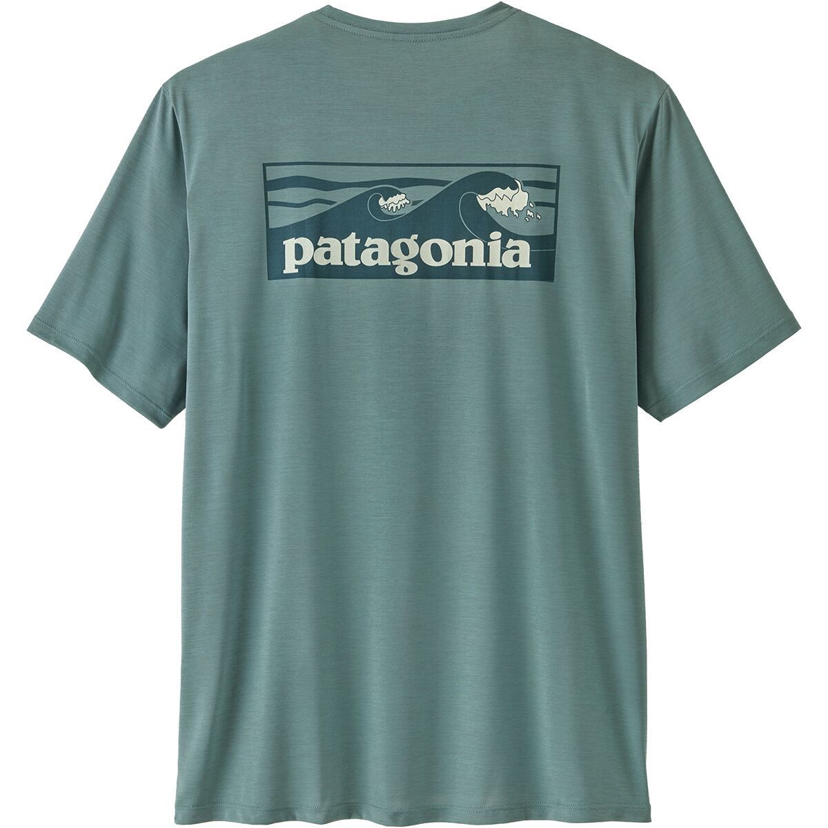 Image of Patagonia Cap Cool Daily Shirt - Boardshort Logo - Men's Blue Sage/Light Blue Sage X-Dye, M