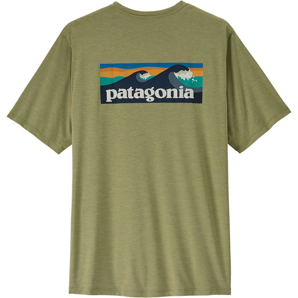 Image of Patagonia Capilene Cool Boardshort Logo Daily Shirt - Men's Gumtree Green/Light Gumtree Green X-Dye, XL