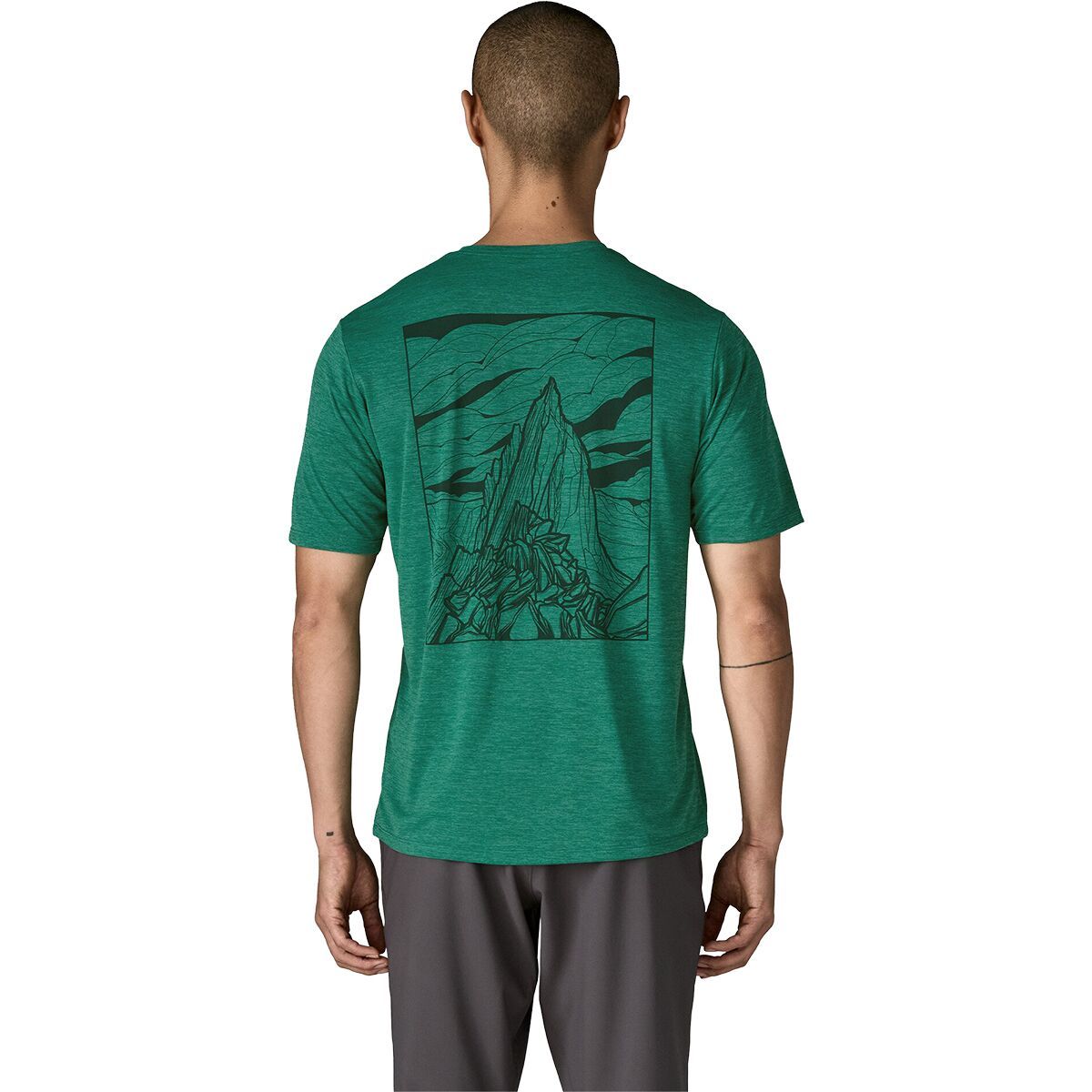 Image of Patagonia Capilene Cool Cloud Crag Daily Shirt - Men's Gem Green/Light Gem Green X-Dye, L