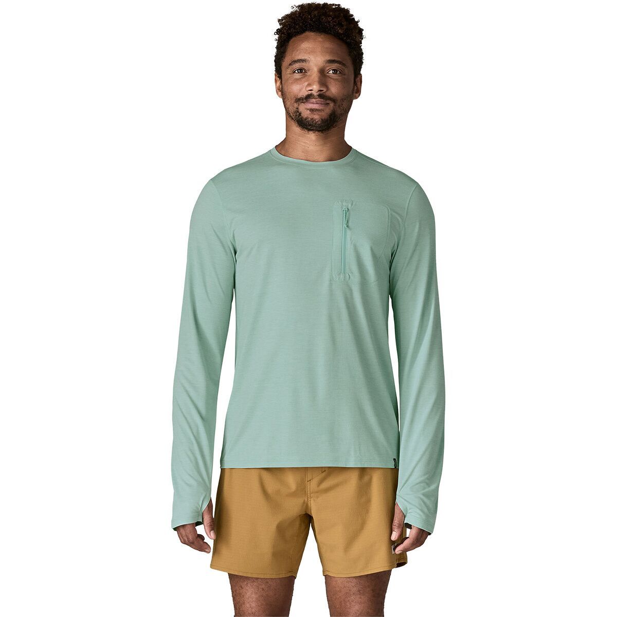 Image of Patagonia Capilene Cool Long-Sleeve Sun Shirt - Men's Thermal Blue/Thin Ice X-Dye, L