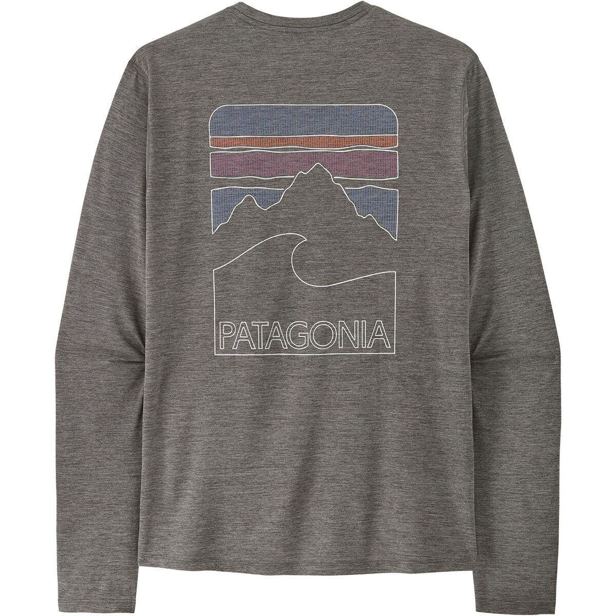 Image of Patagonia Cap Cool Long-Sleeve Sun Shirt - Peak Visions - Men's Forge Grey/Noble Grey X-Dye, L