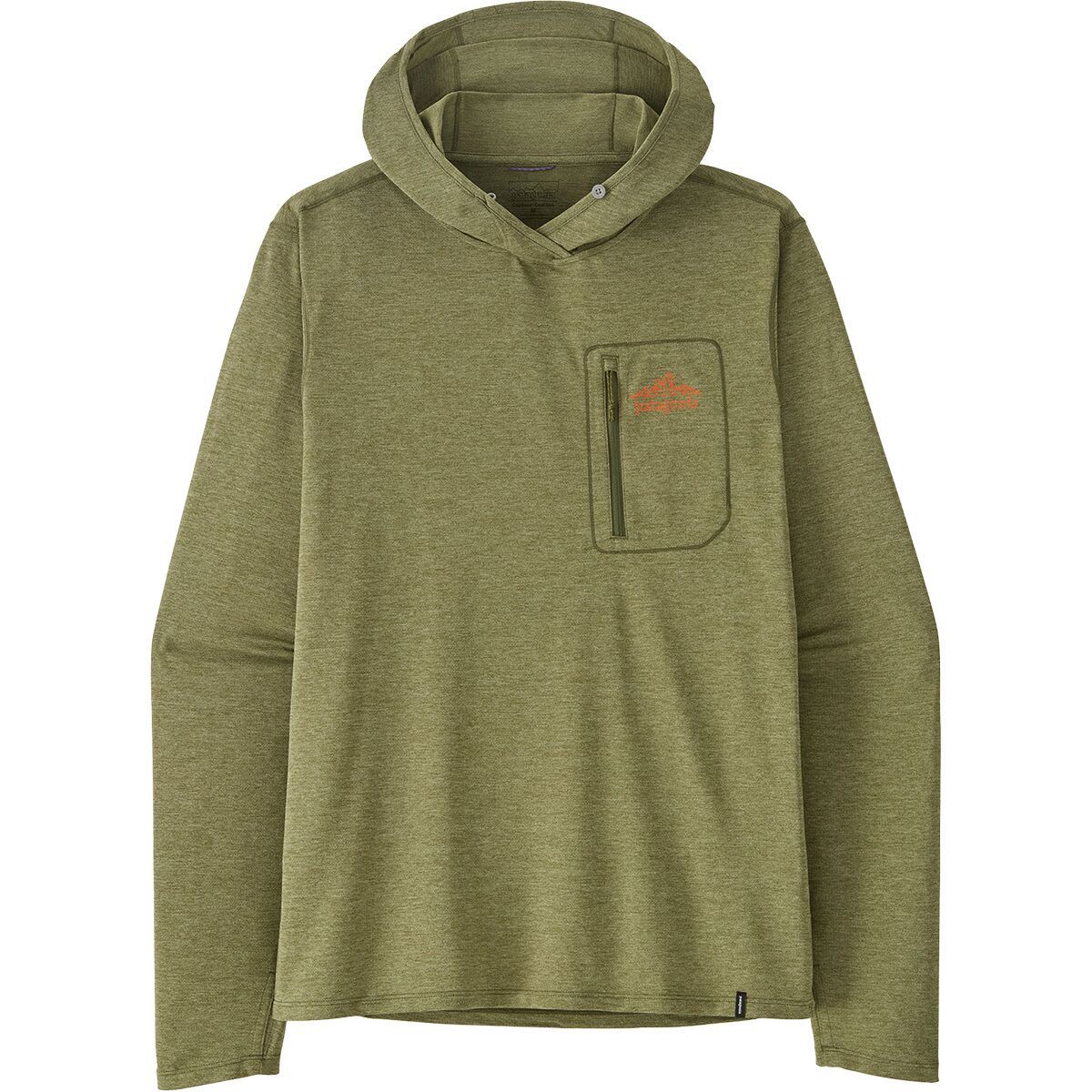 Image of Patagonia Cap Cool Sun Hoodie - Cloud Crag Crest - Men's Caper Green/Buckhorn Green X-Dye, XXL