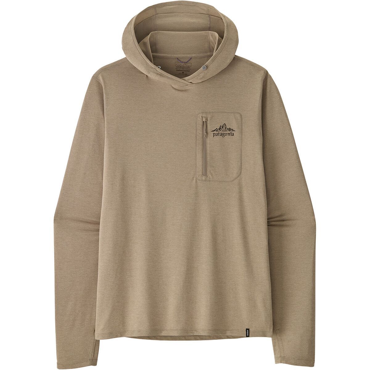 Image of Patagonia Cap Cool Sun Hoodie - Cloud Crag Crest - Men's Seabird Grey/Light Seabird Grey X-Dye, L