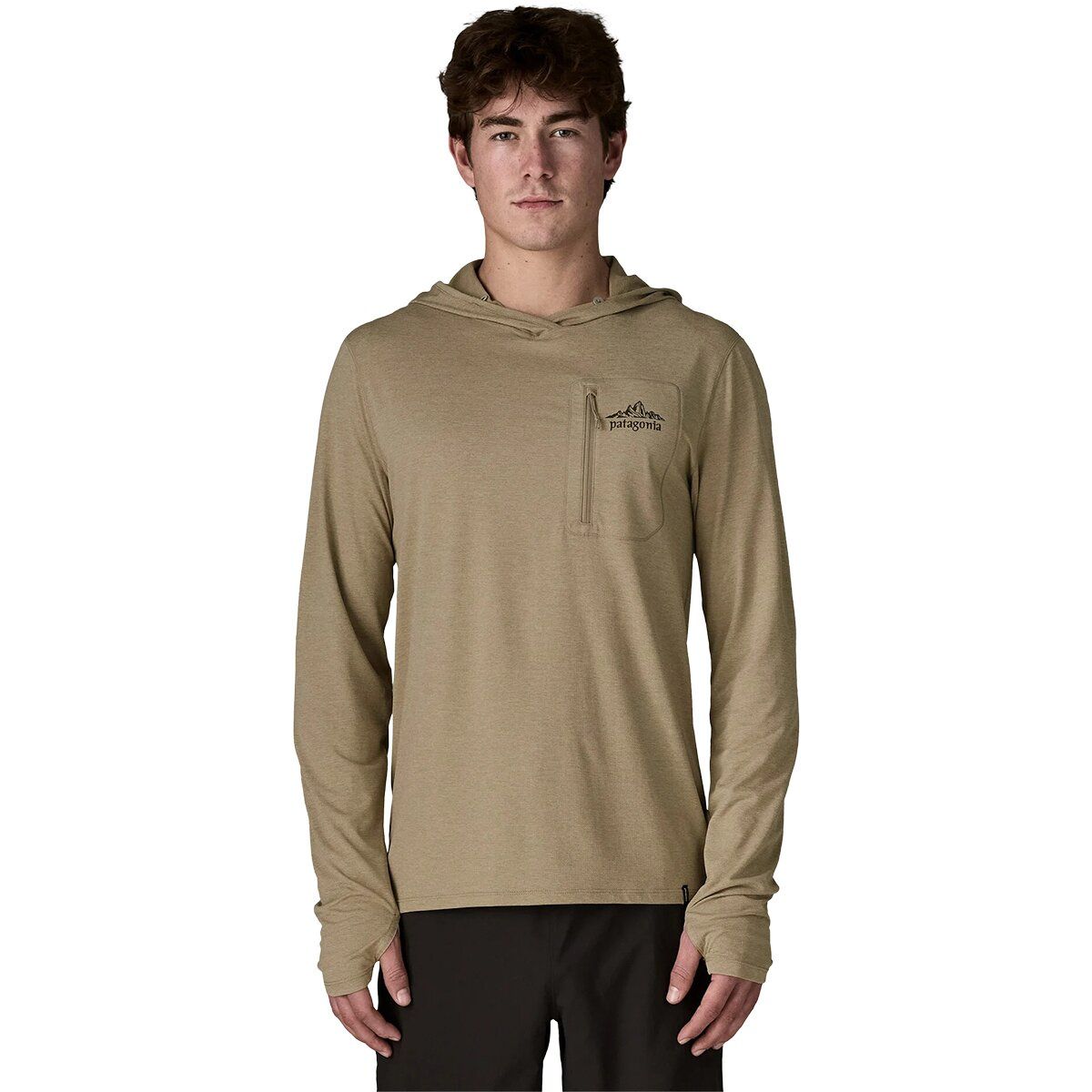 Image of Patagonia Capilene Cool Cloud Crag Crest Sun Hoodie - Men's Seabird Grey/Light Seabird Grey X-Dye, XL