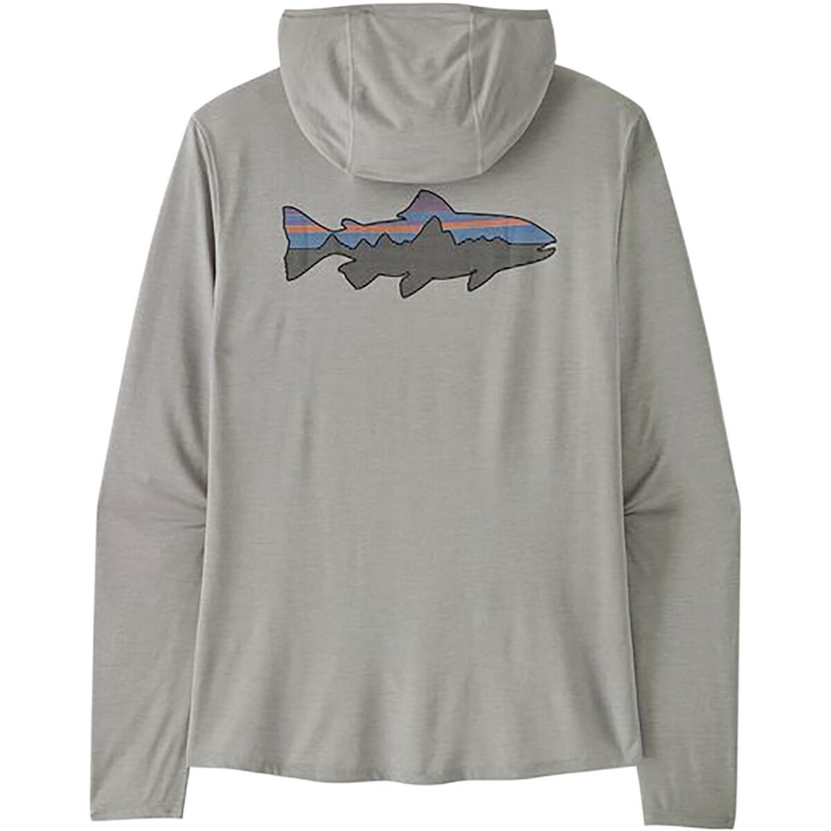 Image of Patagonia Cap Cool Sun Hoodie - Fitz Roy Trout - Men's Crisp Grey/Salt Grey X-Dye, S