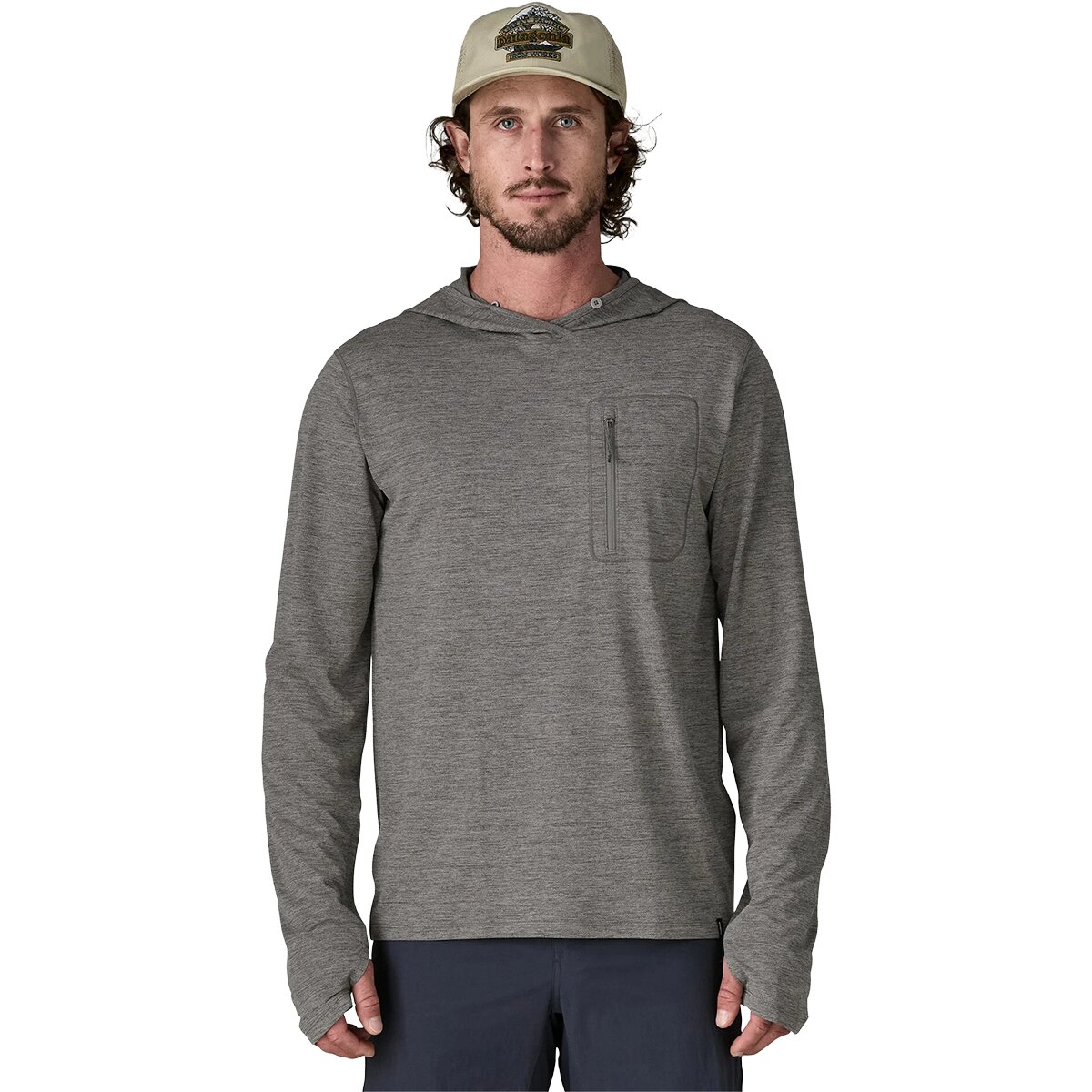 Image of Patagonia Capilene Cool Sun Hoodie - Men's Forge Grey/Noble Grey X-Dye, XL